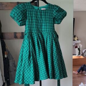 Ivy City Co. green plaid  girls dress
